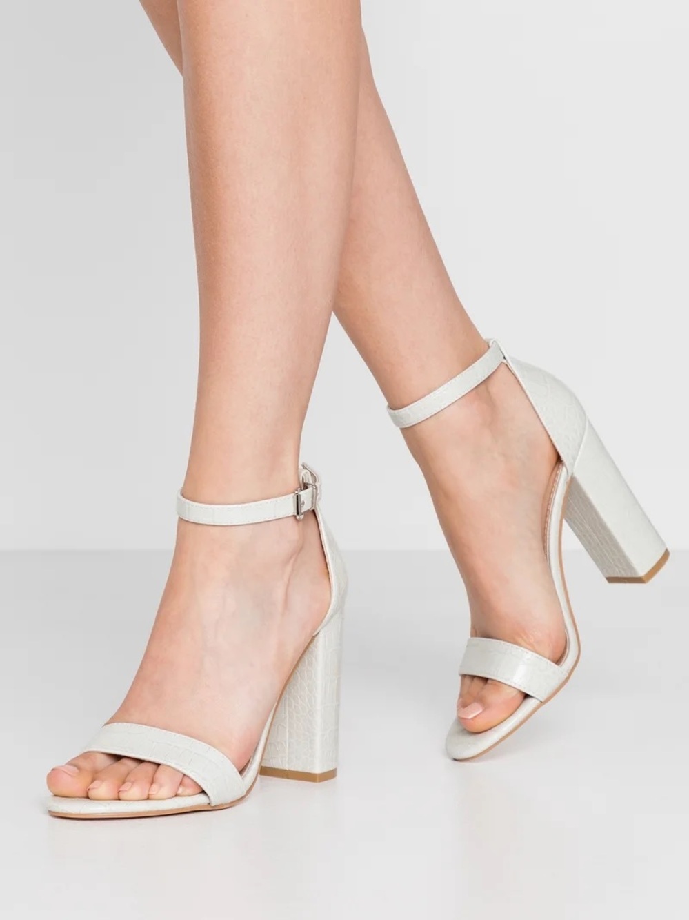 Call It Spring White Textured Vegan Strappy Block Heels